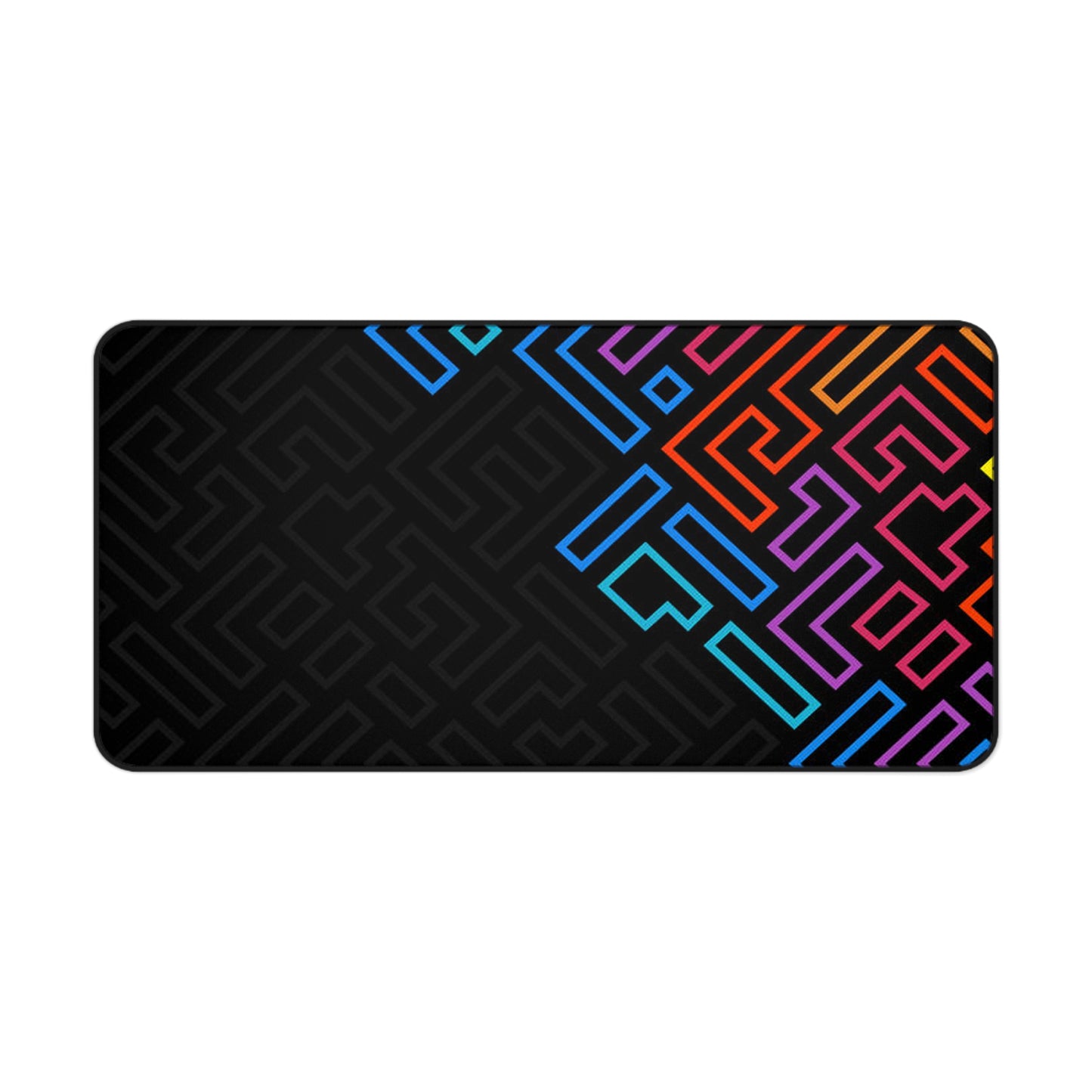 Geometric Neon Maze Desk Mat